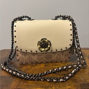 Coach Madison Shoulder Bag 16 Canvas W/ Rivets